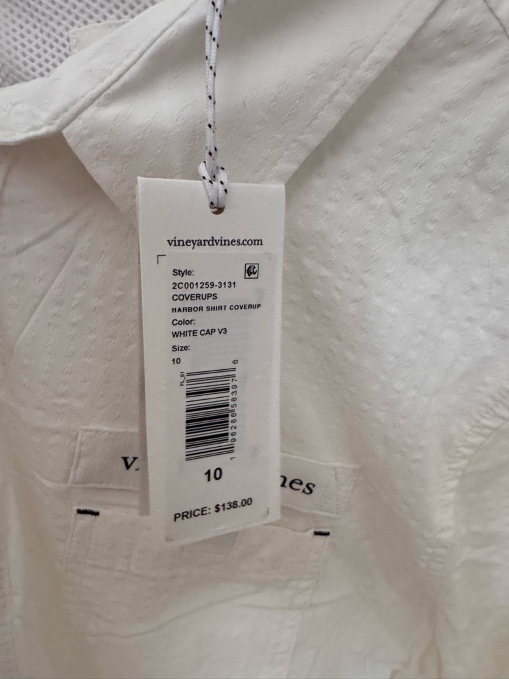 NWT Vineyard Vines Harbor Shirt Cover-Up | White Cap | Size 10 - Picture 2 of 6